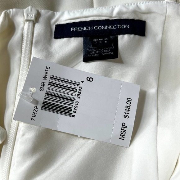 French Connection Mini Sheath Dress Summer White Womens Size 6 - Picture 11 of 15
